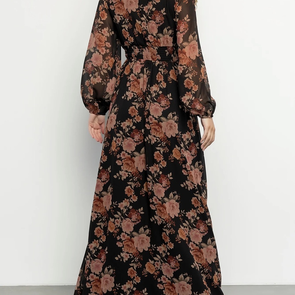 Baltic Born Black Maxi Dress with Brown Floral Print - Picture 4 of 6